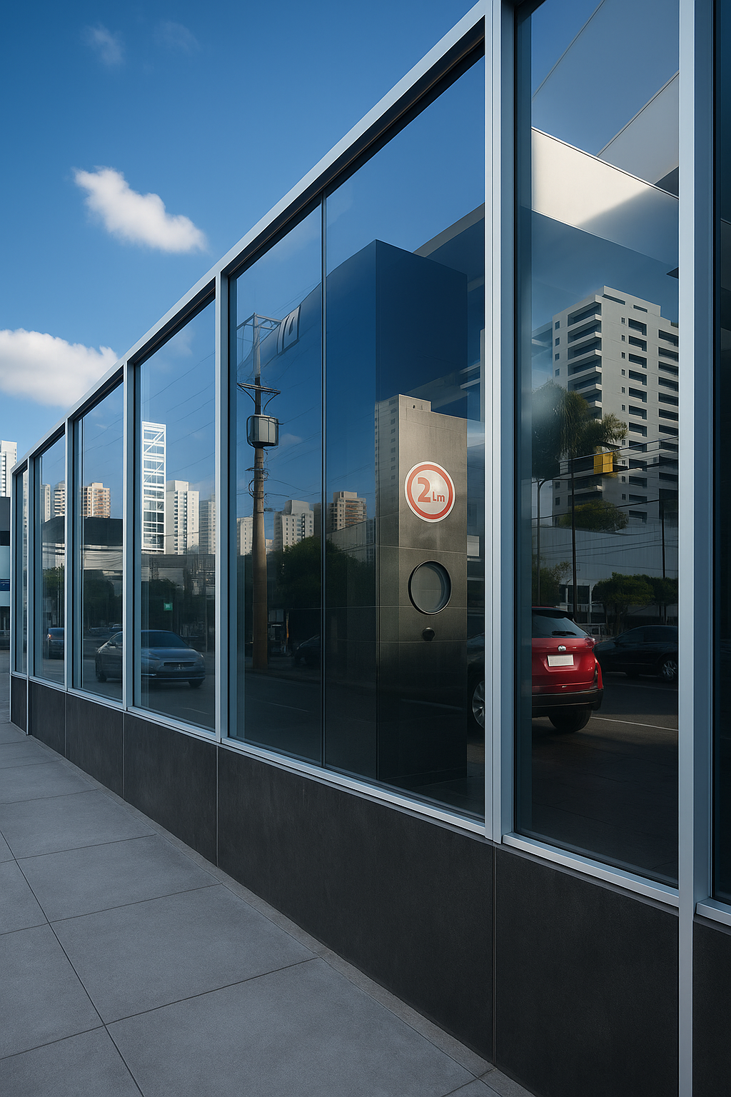 Fachada comercial com vidros temperados - Solução Vidros Itapevi